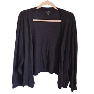 Talbots Sweater Black Women's 3X 3XL Open Cardigan Lightweight